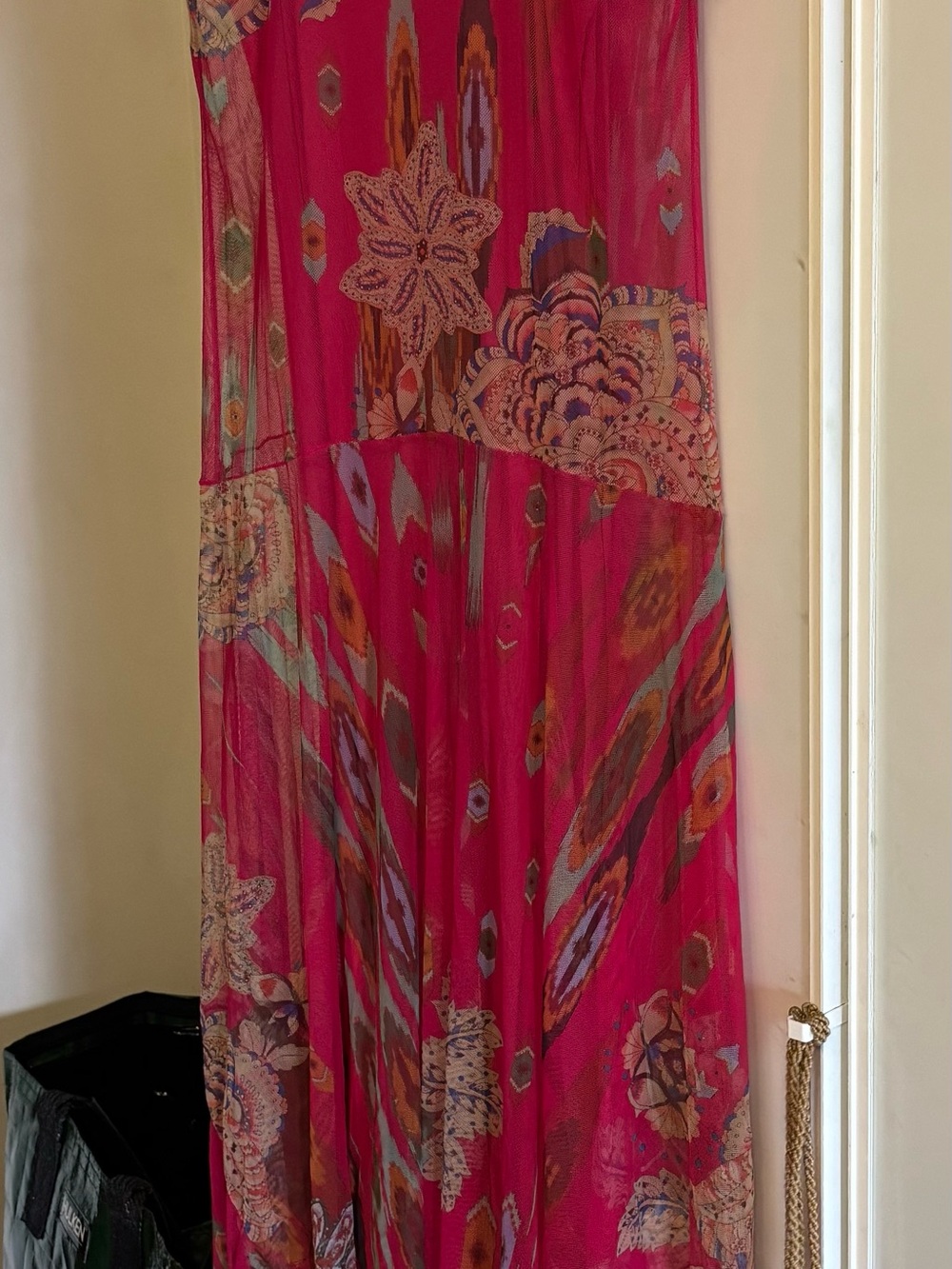 Johnny Was Hot Pink Floral & Paisley Maxi Skirt